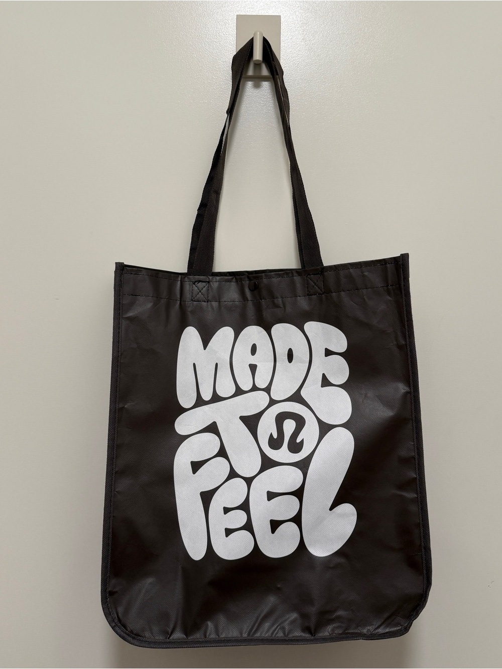 Lululemon Large Shopper Black Shopping Bag Graphic Tote Bag Logo Lunch Sack